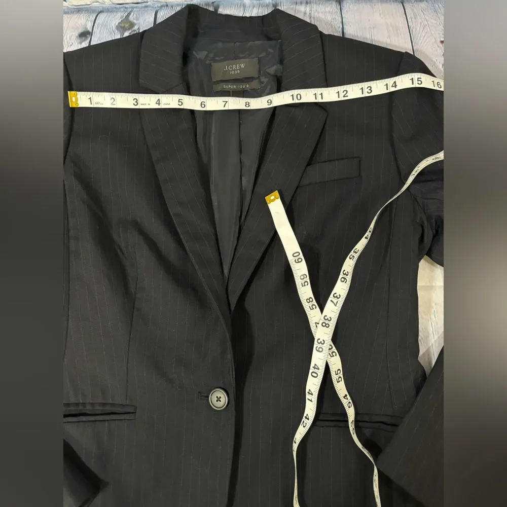 J. Crew 1035 Super 120's Pinstriped Businesscore Minimalist Preppy Blazer 6